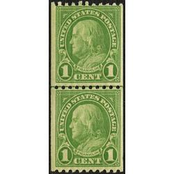 #604 1¢ Franklin Coil Line Pair, Perforated 10 Horizontally