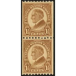 #605 1½¢ Harding, Yellow Brown Coil Line Pair