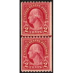 #606 2¢ Washington, Carmine Coil Line Pair