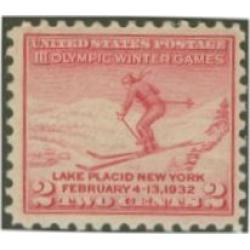 #716 2¢ Winter Olympics Lake Placid, Carmine Rose