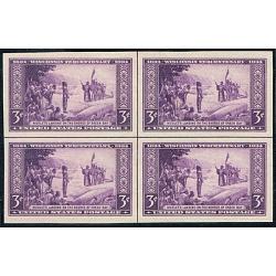#755 Wisconsin, Imperforate, Center Line Block of 4