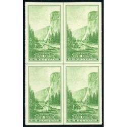 #756 Yosemite Imperforate Center Line Block of Four