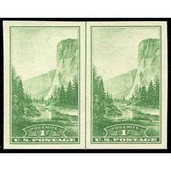 #756 Yosemite Imperforate Horizontal Pair, Vertical Line