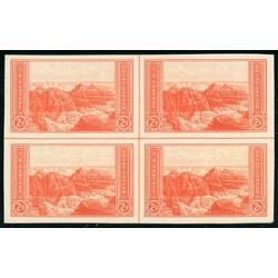 #757 2c Grand Canyon Imperforate, Center Line Block