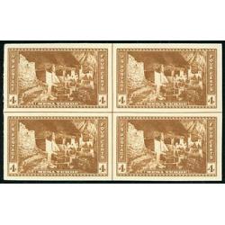 #759 Mesa Verde Imperforate, Center Line Block of Four