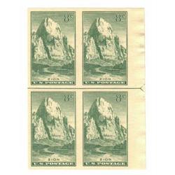 #763 Zion, Imperforate Arrow Block of Four