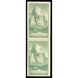 #763 Zion Park Imperforate, Vertical Pair Horizontal Line