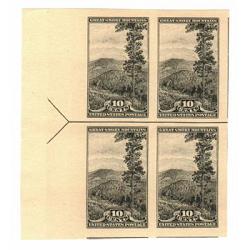 #765 10c Smokey Mountains Imperforate Arrow Block of Four (Right or Left)