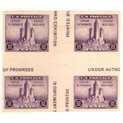 #767a Chicago Fair Imperforate, Cross Gutter Block