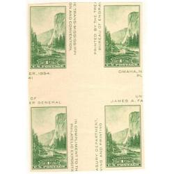 #769a Yosemite Imperforate Crossed Gutter Block of Four