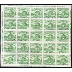 #730 Chicago Imperforate Souvenir Sheet of 25, Small Defect