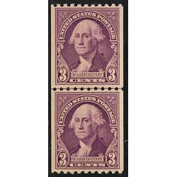 #722 3¢ Washington Purple, Coil Line Pair, Perforated 10 Horizontal