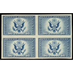 #771 16¢ Air Special Delivery, Blue Imperforate Block of Four