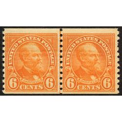 #723 6¢ Garfield, Orange Coil Line Pair, NH