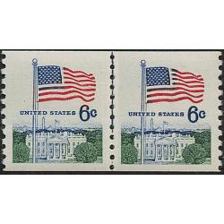 #1338A Flag over White House, Partial Coil Line Pair