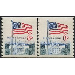 #1338G Flag over White House, Partial Line Pair