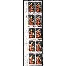 #1363a Christmas, Gabriel, Plate Block of Ten, Untagged