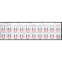 #1509 Crossed Flags, Plate Block Strip of 20