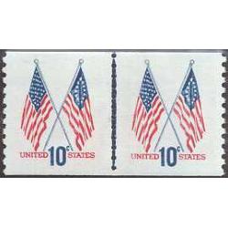 #1519 Crossed Flags, Full Coil Line Pair, VF