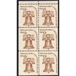 #1595a Liberty Bell, 13¢ Booklet Pane of 6