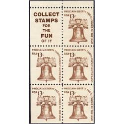 #1595d Liberty Bell, 13¢ Booklet Pane of 5
