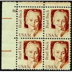 #1848 Pearl Buck, Plate Number Block of 4