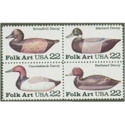 #2141a Folk Art, Duck Decoys, Block of Four