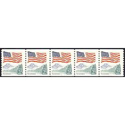 #2280a Flag and Yosemite, PNC Plate Number Coil Strip of 5, #7