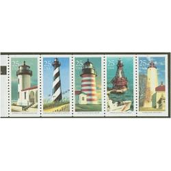 #2474au Lighthouses, Unfolded Booklet Pane of Five, Sleeve 5