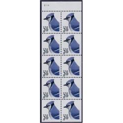 #2483au Blue Jay, Unfolded Booklet Pane of Ten