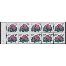 #2486au African Violet, Unfolded Booklet Pane of Ten