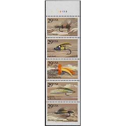 #2549au Fishing Flies, Unfolded Booklet Pane of Five, #A23133