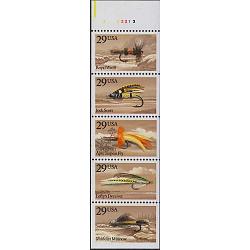 #2549au Fishing Flies, Unfolded Booklet Pane of Five, #A23213