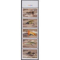 #2549au Fishing Flies, Unfolded Booklet Pane of Five, #A32225