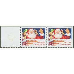 #2580-81 Santa & Chimney From Booklet, Attached Pair