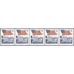 #2609 Flag over White House, PNC Plate Number Coil Strip of 5, #2