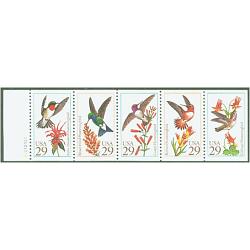 #2646a Hummingbirds, Folded Pane of Five