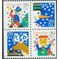 #2798c Christmas Designs, Block of Four from Booklet Pane of Ten