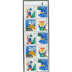 #2798au Christmas Designs, Booklet Pane of 10 - Unfolded