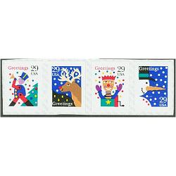 #2799v-2802v Christmas Designs, Coil Strip of Four Stamps