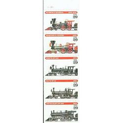 #2847au Locomotives, Unfolded Booklet Pane of Five