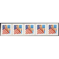#2915B Flag over Porch, PNC Plate Number Coil Strip of 5, #S1111