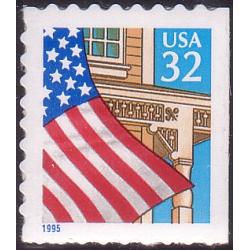 #2920 Flag over Porch, Booklet Single S-A Die-cut 8.8, Large Blue 1995
