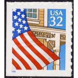 #2920b Flag over Porch, S-A Small Blue 1995 Booklet Single from #2920c