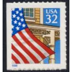 #2920D Flag over Porch, Booklet Single Die-cut 11.3, Blue 1996