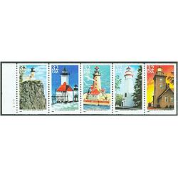 #2969-73 Great Lakes Lighthouses, Five Booklet Singles