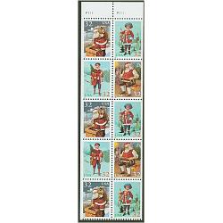 #3007bu Santa & Children, Booklet Pane of Ten, Unfolded