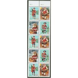 #3007cu Santa & Children, Booklet Pane of Ten, Unfolded