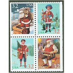 #3004-07 Santa & Children, Sheet Stamp, Four Singles