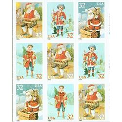 #3008-3011 Santa & Children, Block of Nine